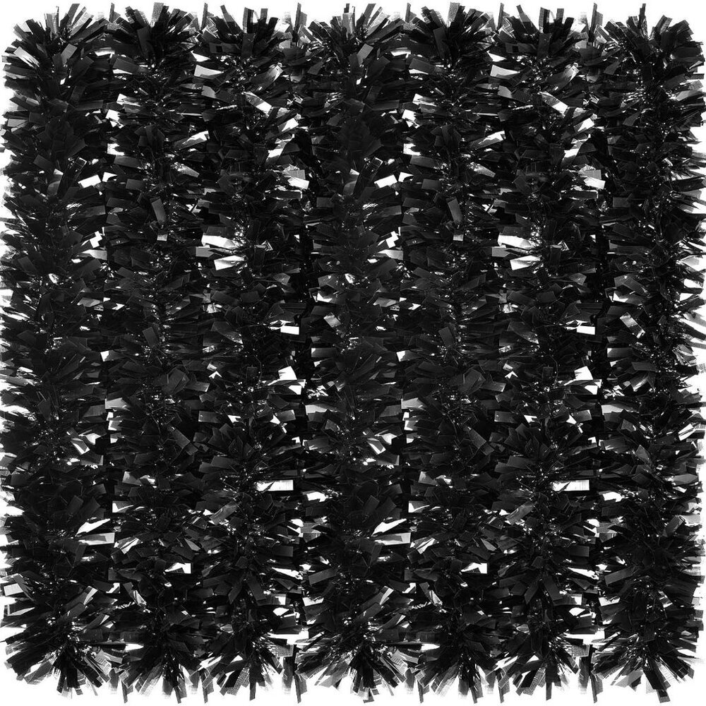 26.2 ft Christmas Tinsel Garland Black Halloween Metallic Tree Garland Glitter P